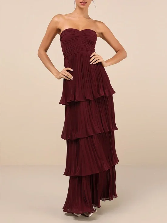 NWT LULU'S Seriously Sensational tiered strapless maxi dress plum - Picture 11 of 11